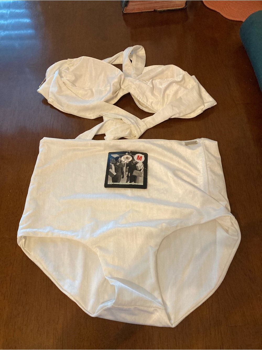 UjENA White High-Waist Bikini Set
